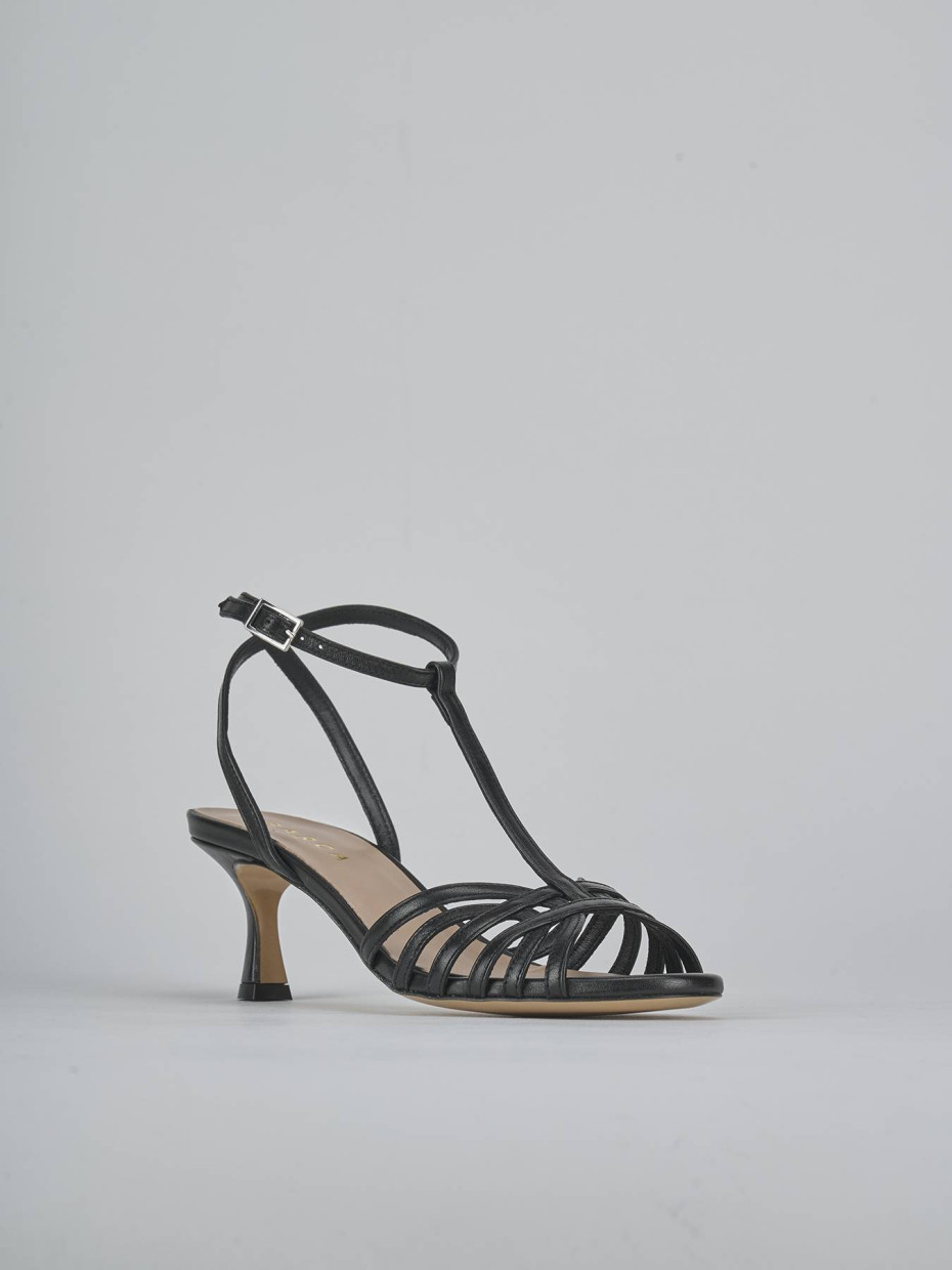 Sandali tacco 5cm pelle nero