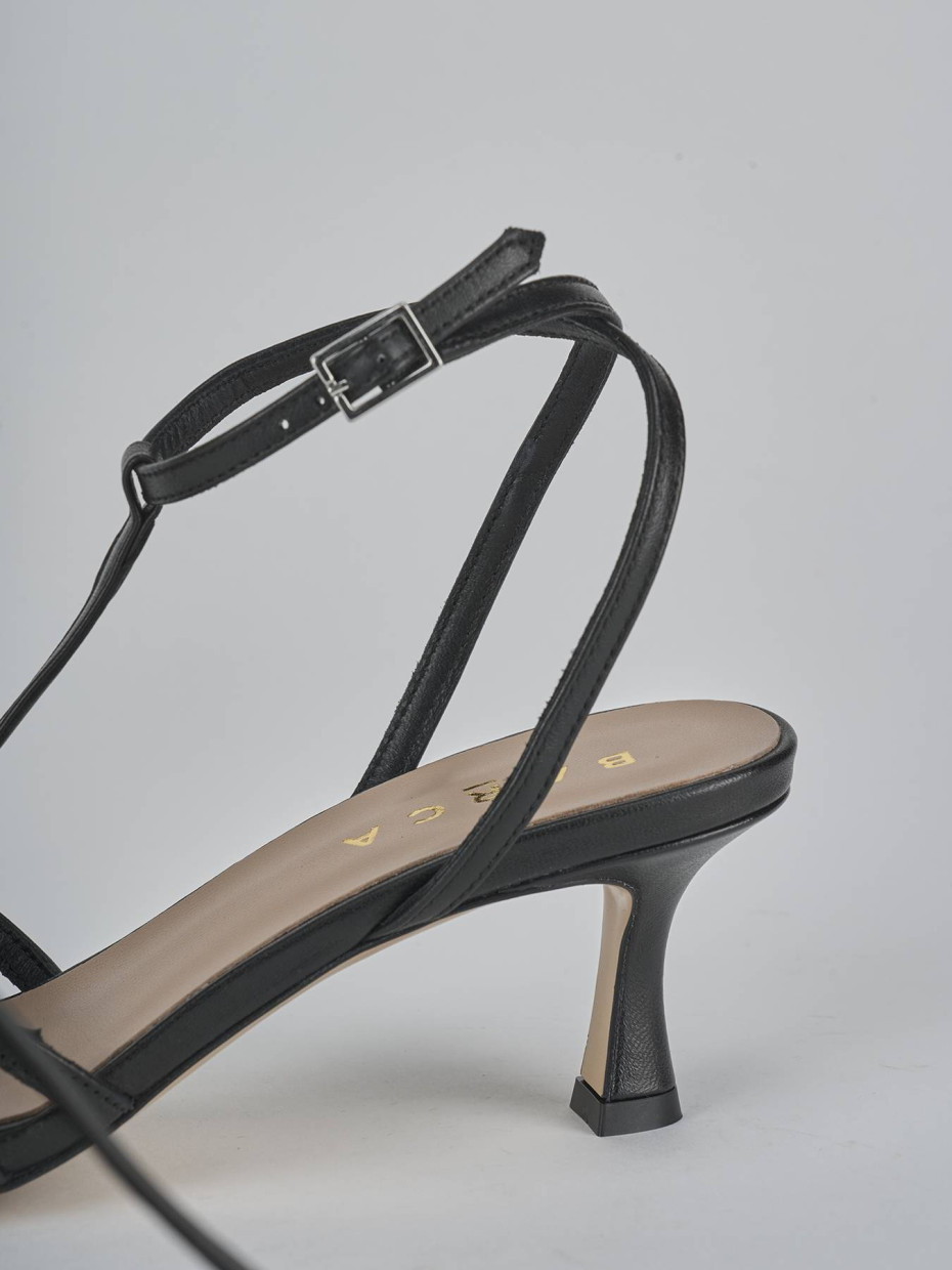 Sandali tacco 5cm pelle nero