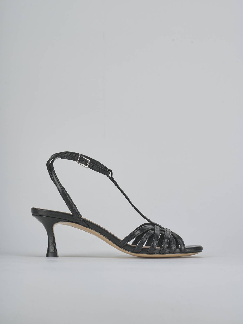 Sandali tacco 5cm pelle nero