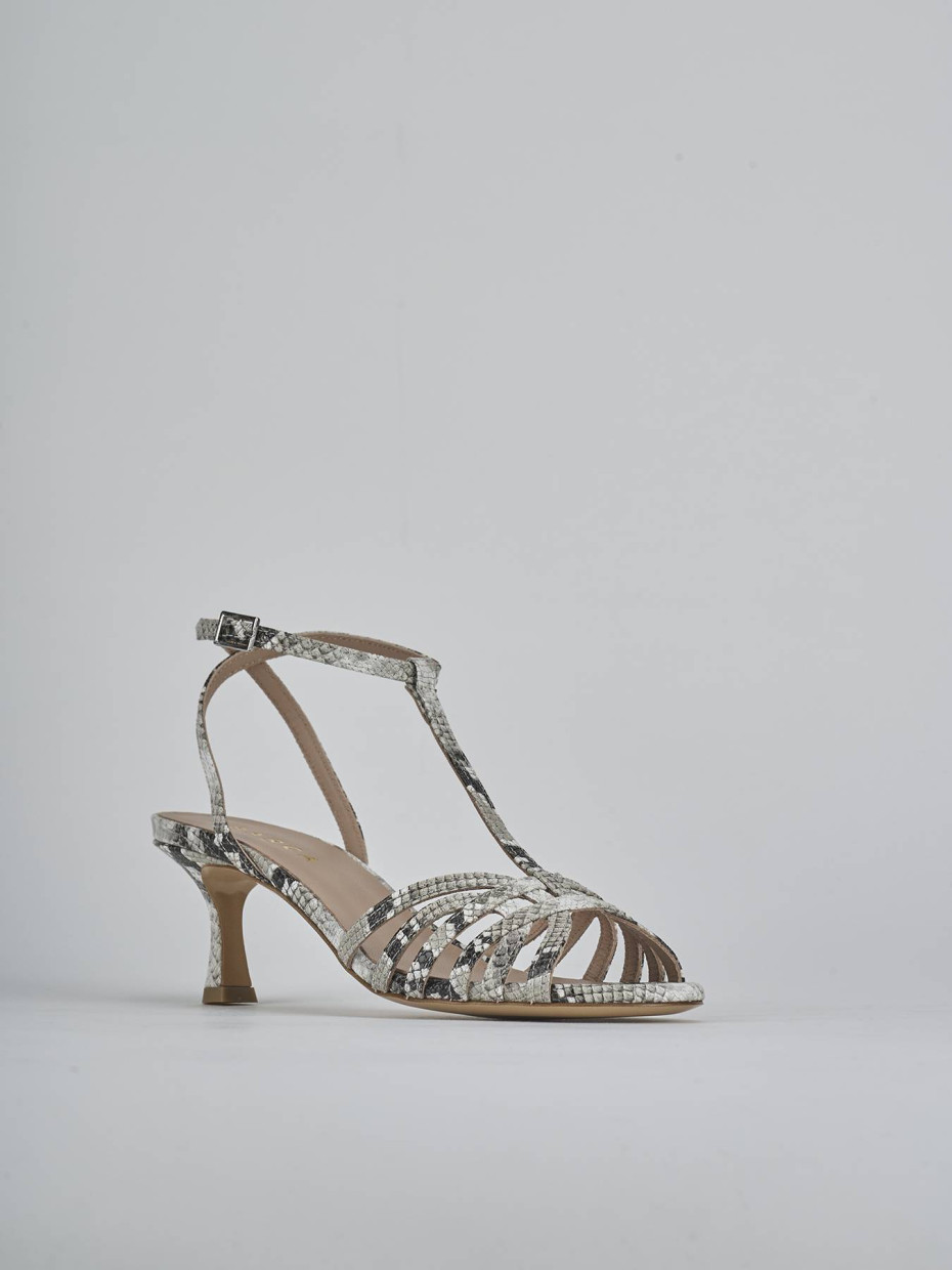Sandali tacco 5cm pitone beige