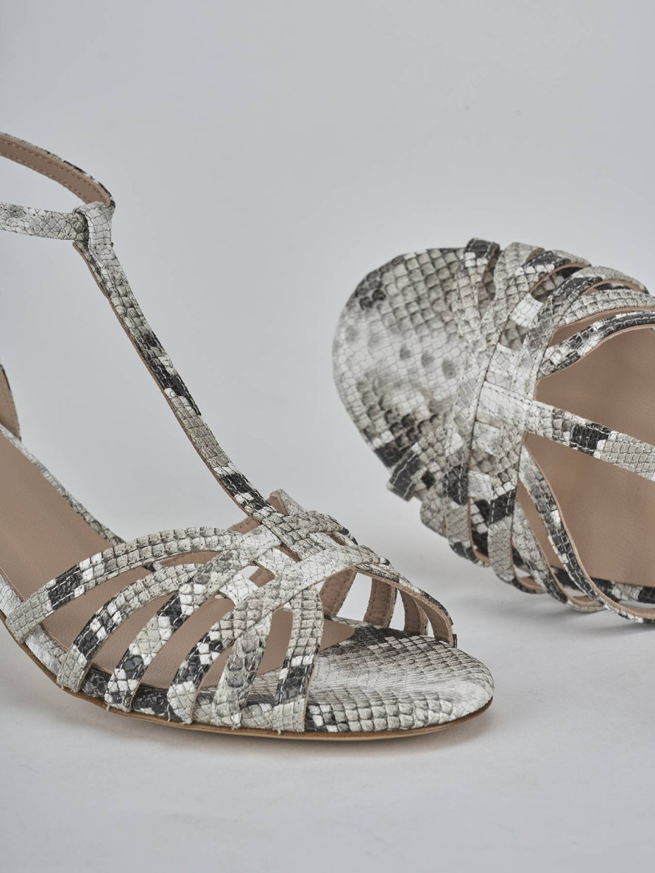 Sandali tacco 5cm pitone beige