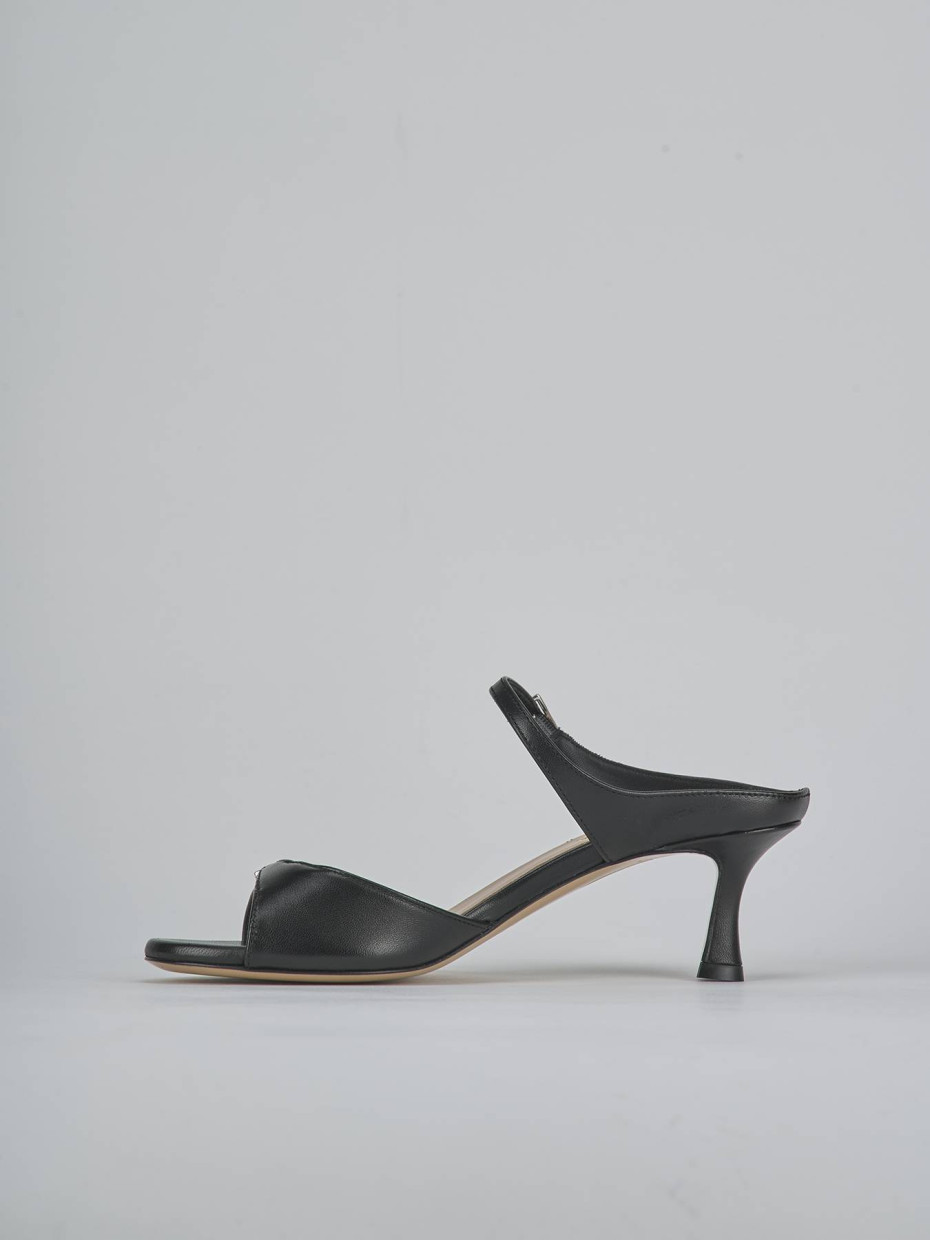 Ciabatte tacco 5cm pelle nero