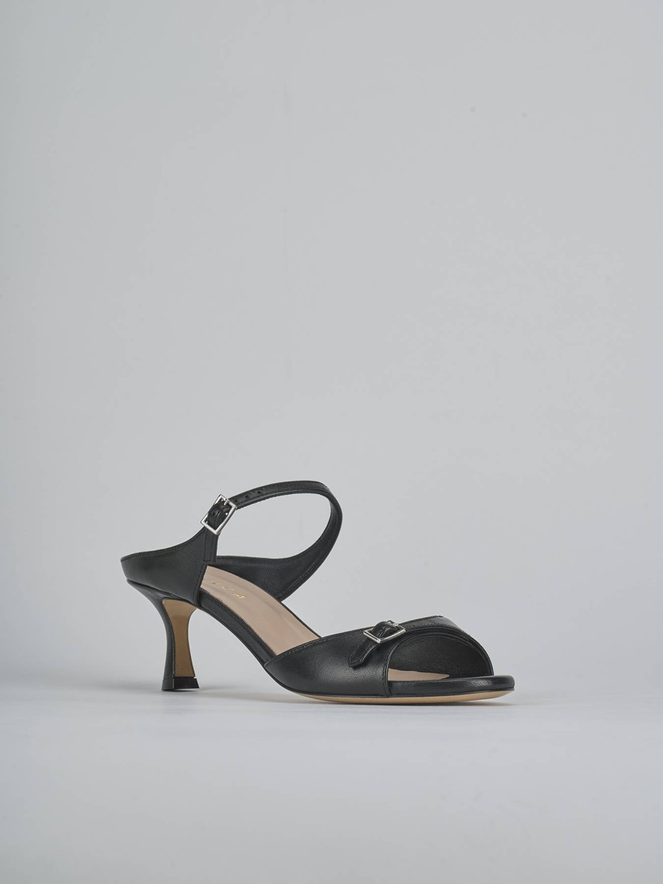 Ciabatte tacco 5cm pelle nero