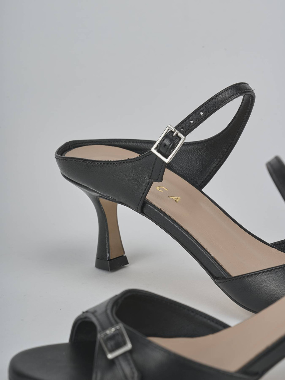 Ciabatte tacco 5cm pelle nero