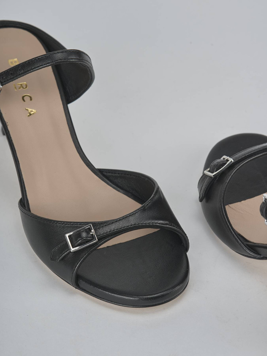 Ciabatte tacco 5cm pelle nero