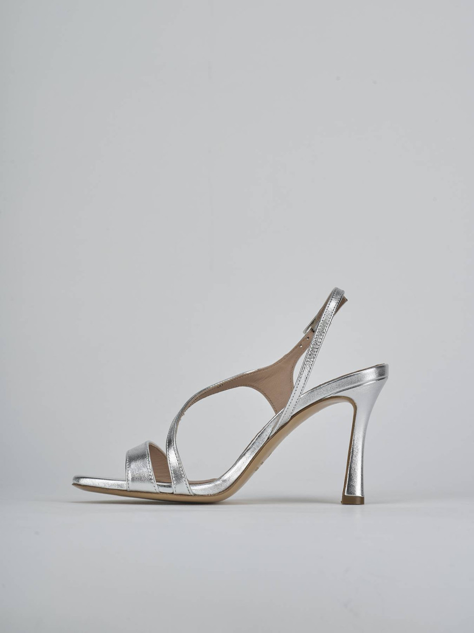 Sandali tacco 9cm laminato argento