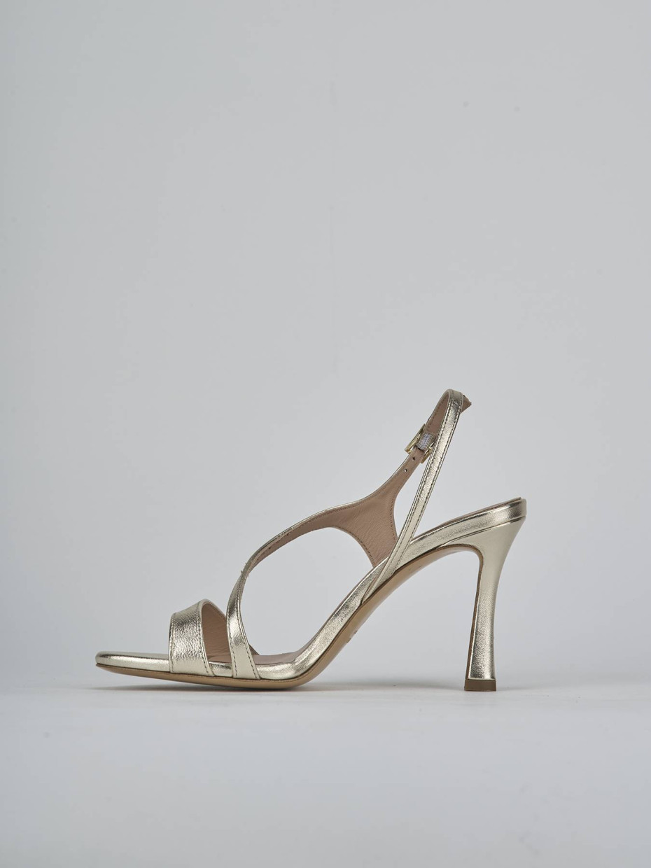 Sandali tacco 9cm laminato oro