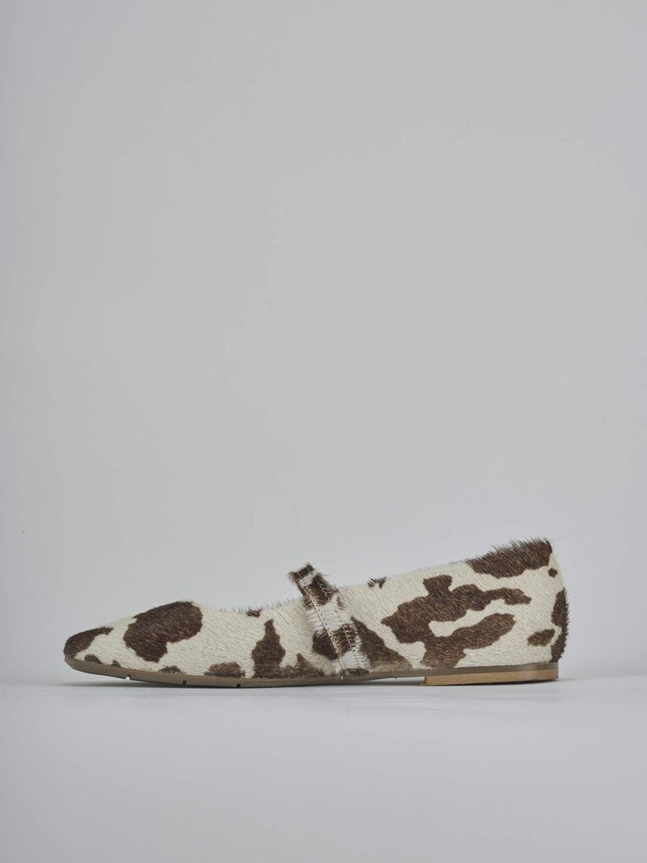Ballerine tacco 1cm cavallino bianco