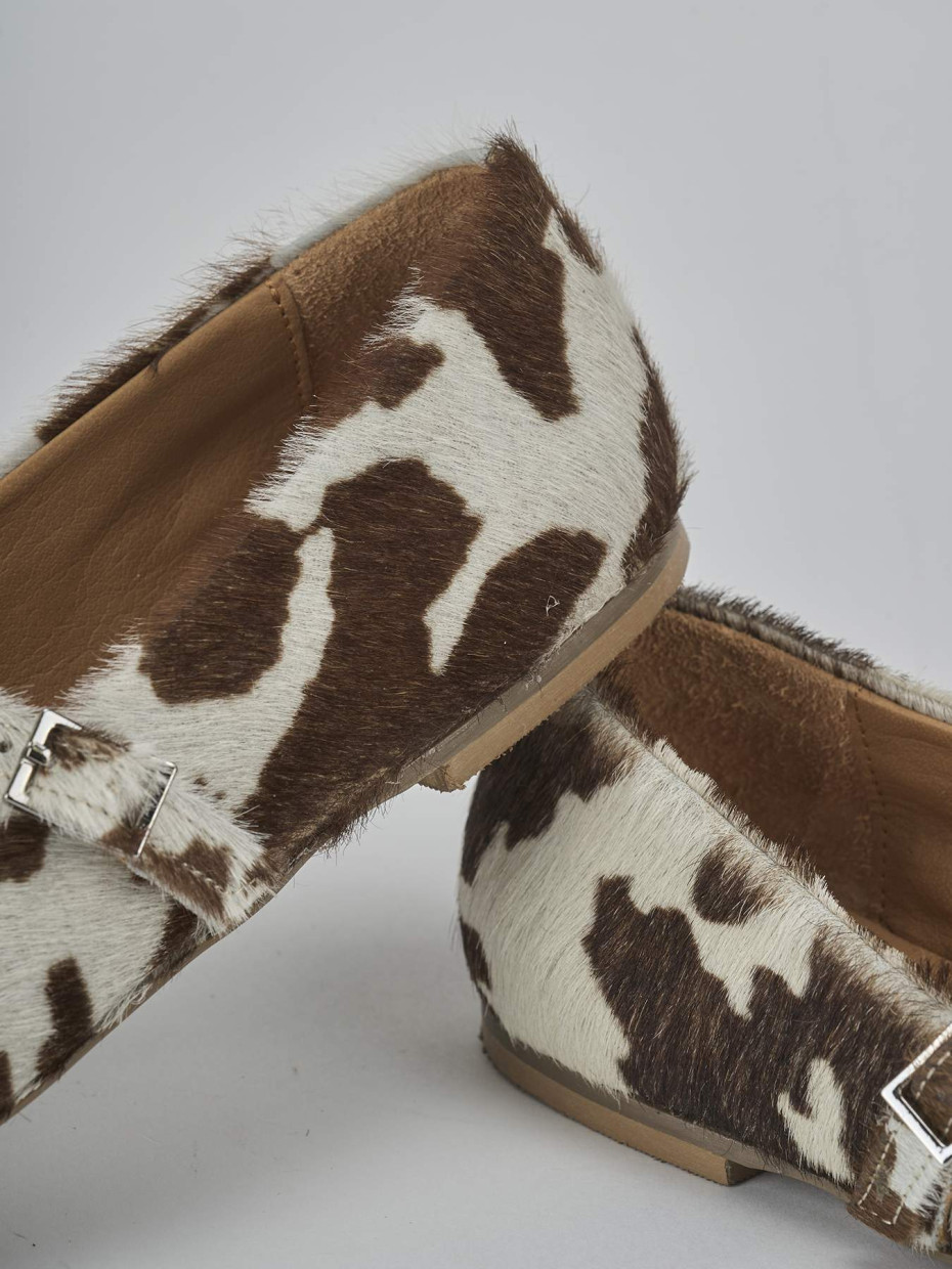 Ballerine tacco 1cm cavallino bianco