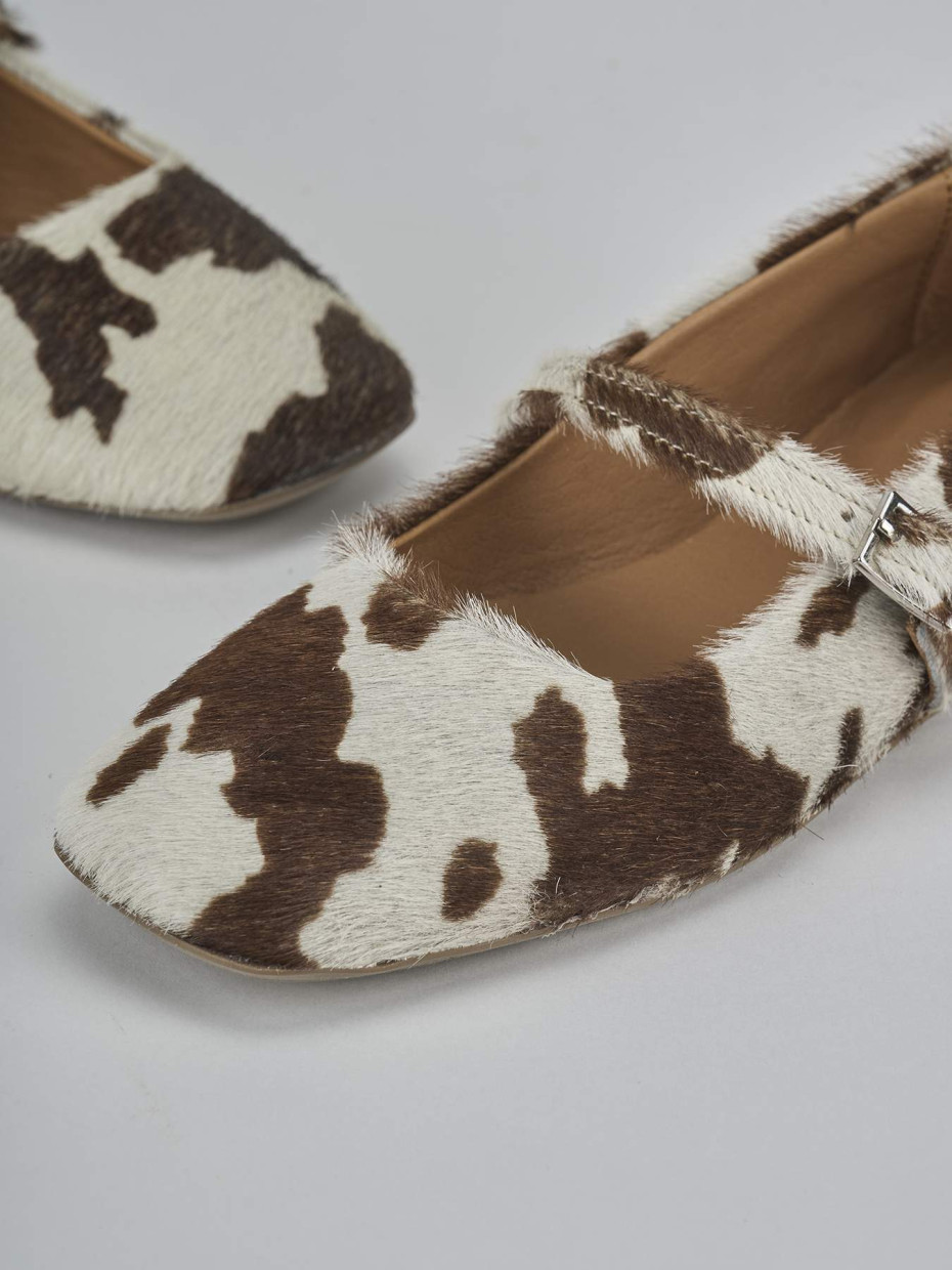 Ballerine tacco 1cm cavallino bianco