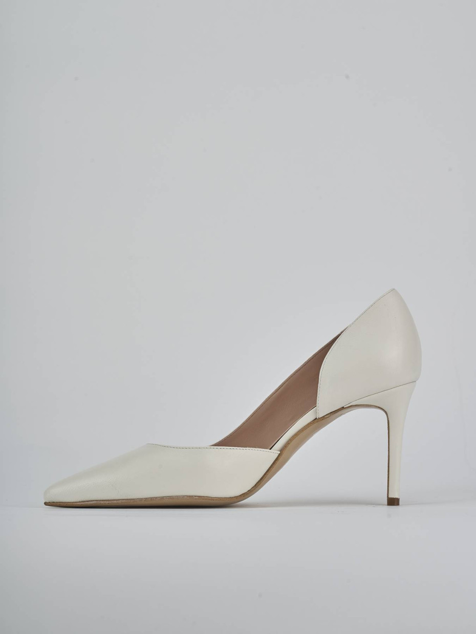Décolleté e slingback tacco 8cm pelle bianco