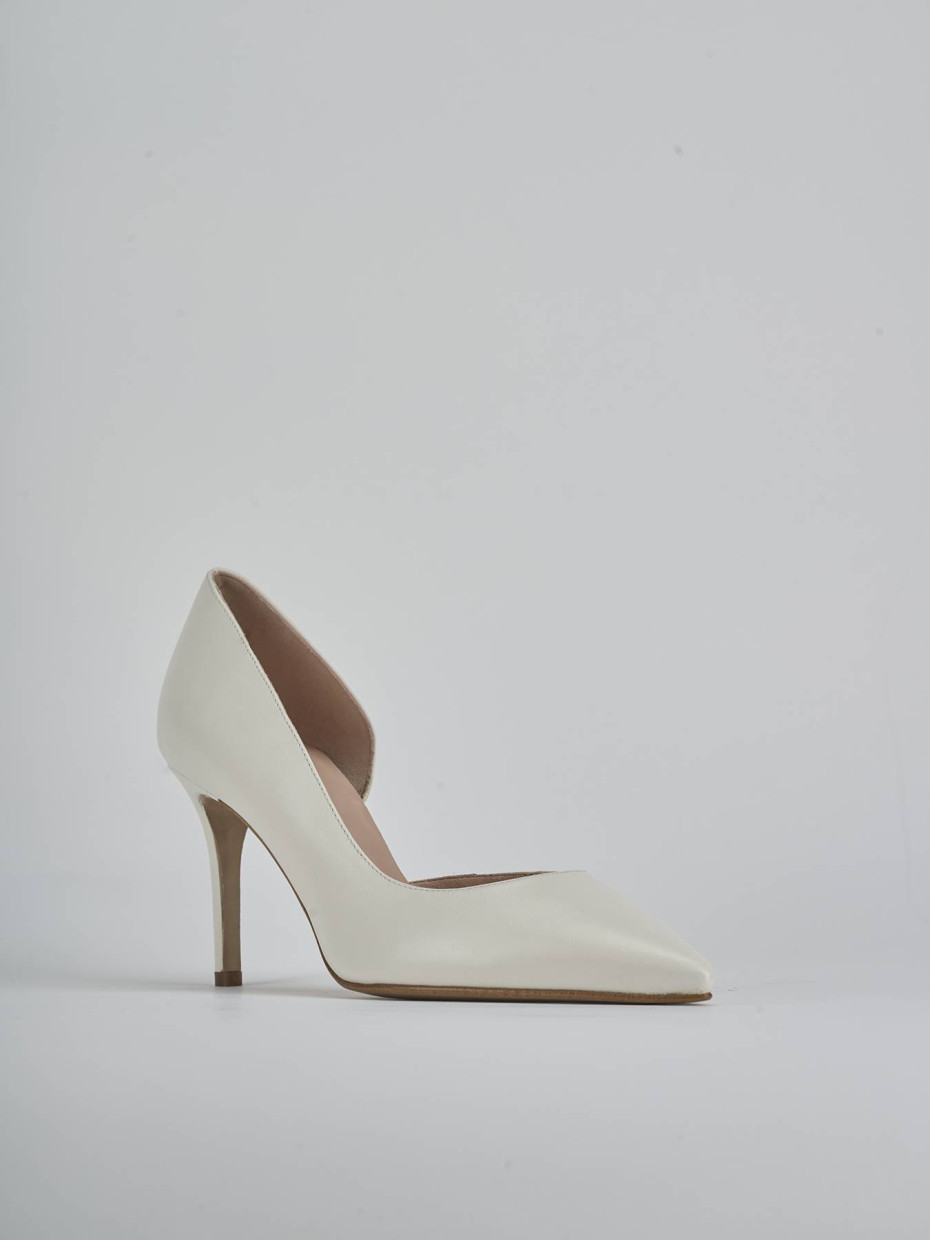 Décolleté e slingback tacco 8cm pelle bianco