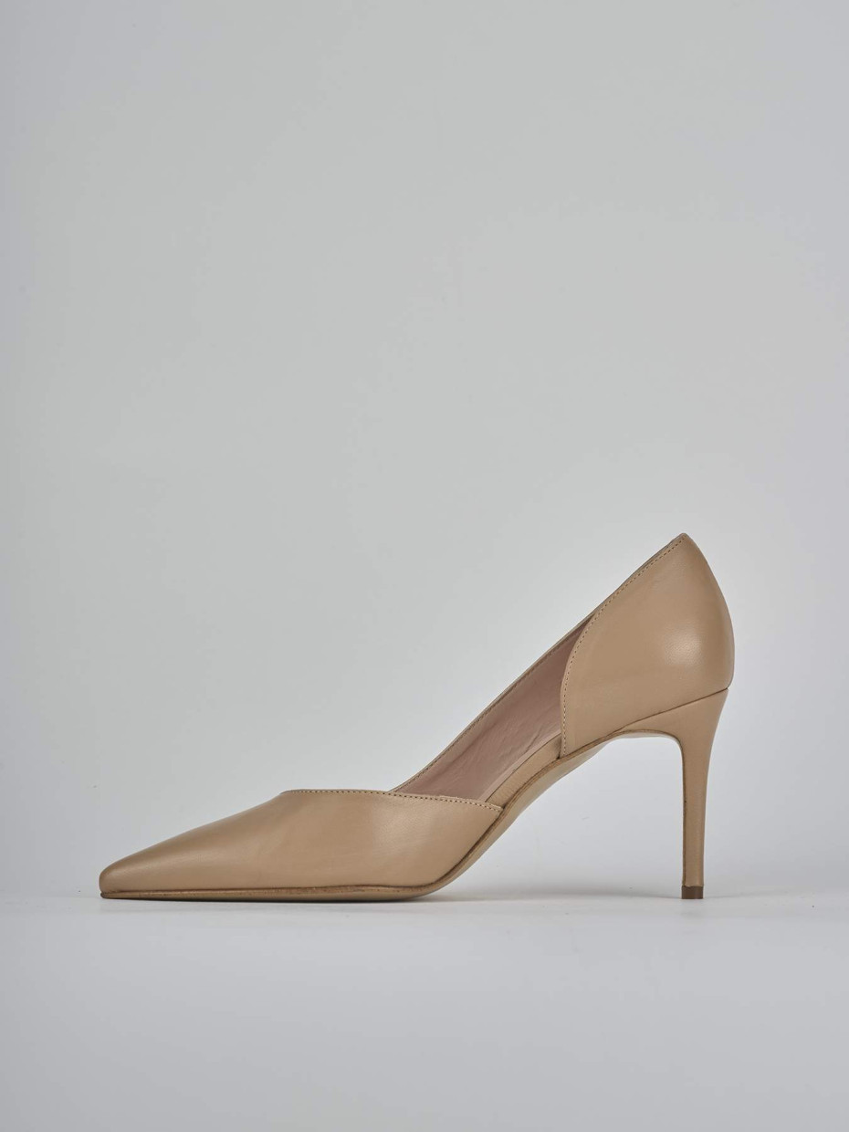 Décolleté e slingback tacco 8cm pelle beige