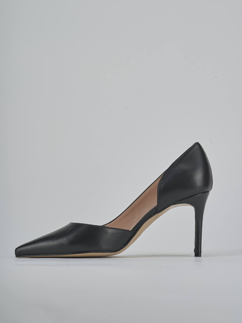 Décolleté e slingback tacco 8cm pelle nero