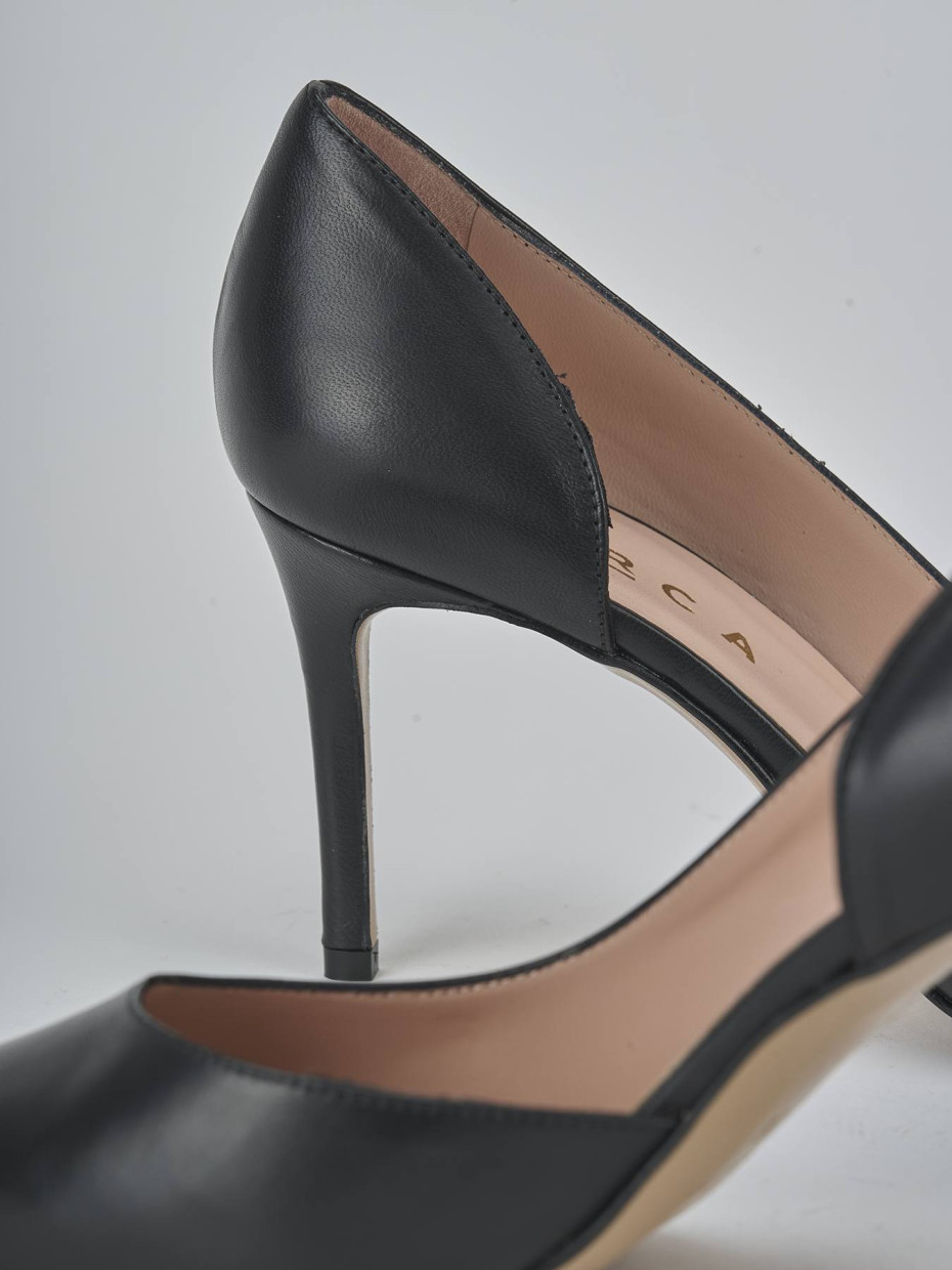 Décolleté e slingback tacco 8cm pelle nero