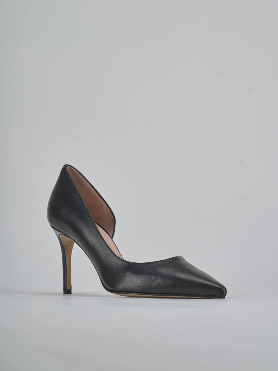 Décolleté e slingback tacco 8cm pelle nero