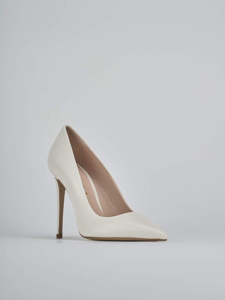 Décolleté e slingback tacco 10cm pelle bianco