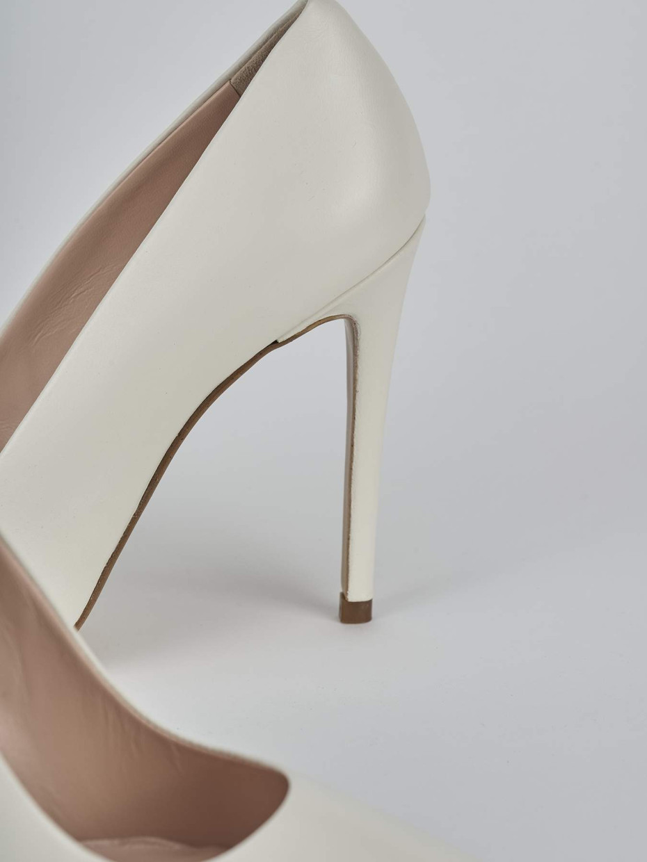 Décolleté e slingback tacco 10cm pelle bianco