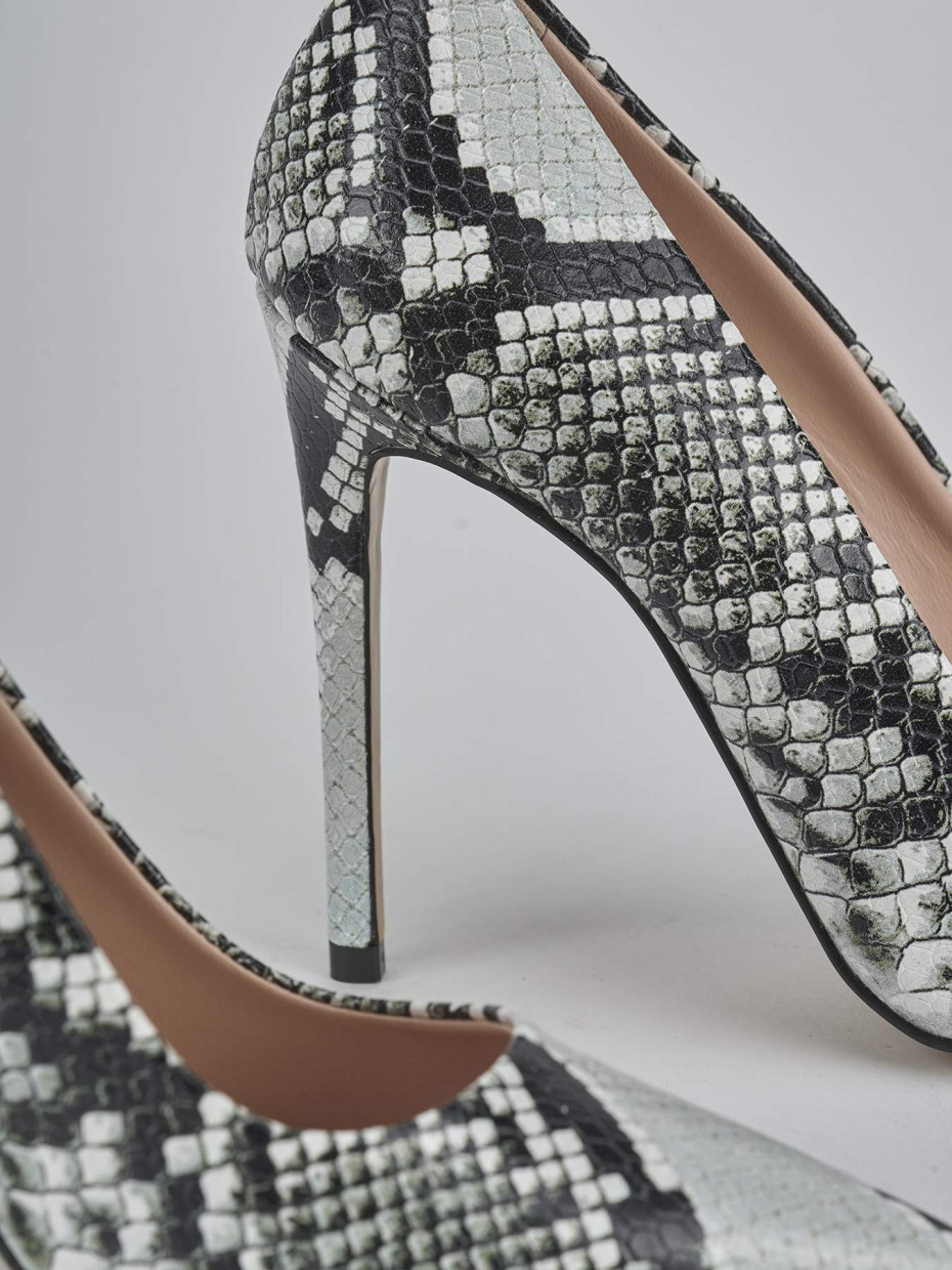 Décolleté e slingback tacco 10cm pitone beige