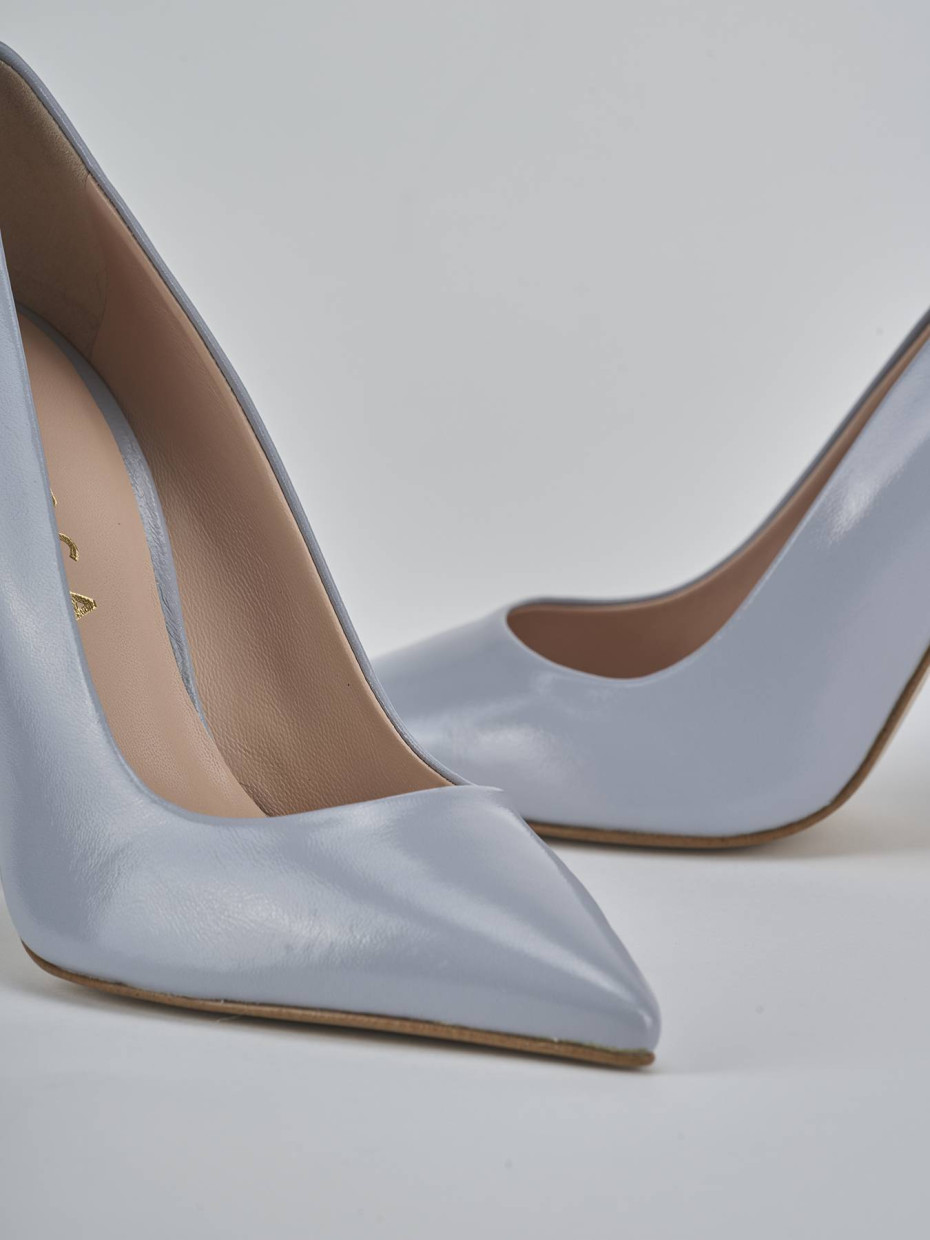 Décolleté e slingback tacco 10cm vernice azzurro
