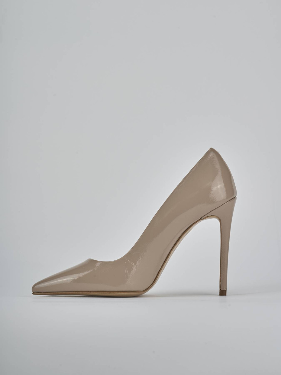 Décolleté e slingback tacco 10cm vernice beige