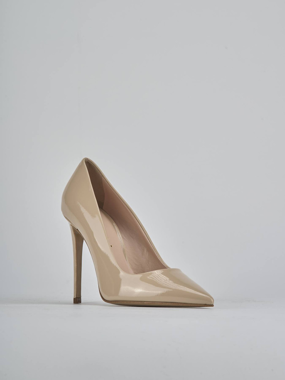 Décolleté e slingback tacco 10cm vernice beige