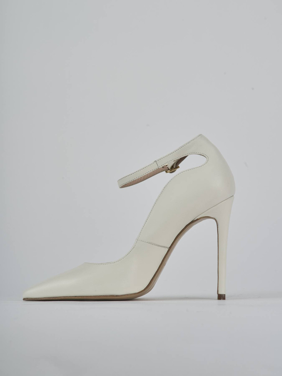 Décolleté e slingback tacco 11cm pelle bianco