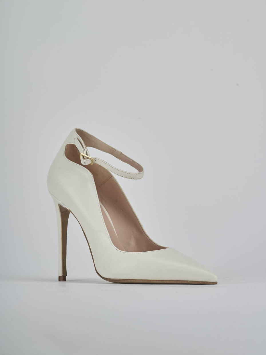 Décolleté e slingback tacco 11cm pelle bianco