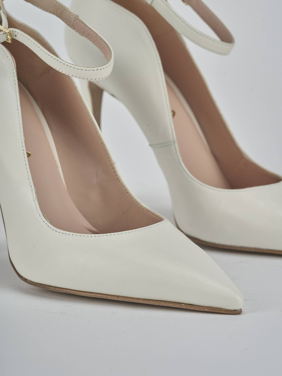 Décolleté e slingback tacco 11cm pelle bianco
