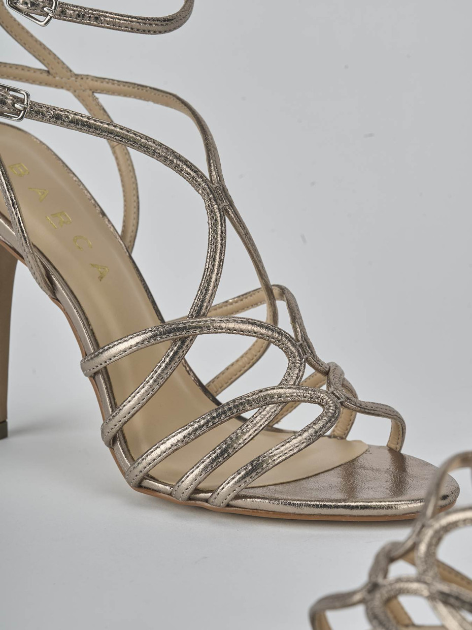 Sandali tacco 10cm laminato argento