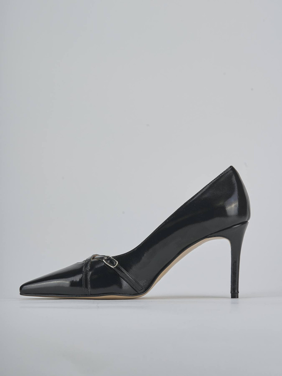 Décolleté e slingback tacco 7cm vernice nero