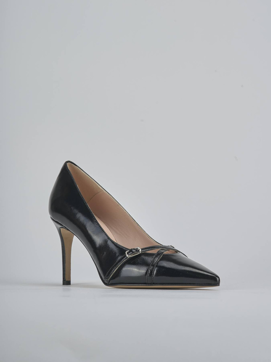 Décolleté e slingback tacco 7cm vernice nero