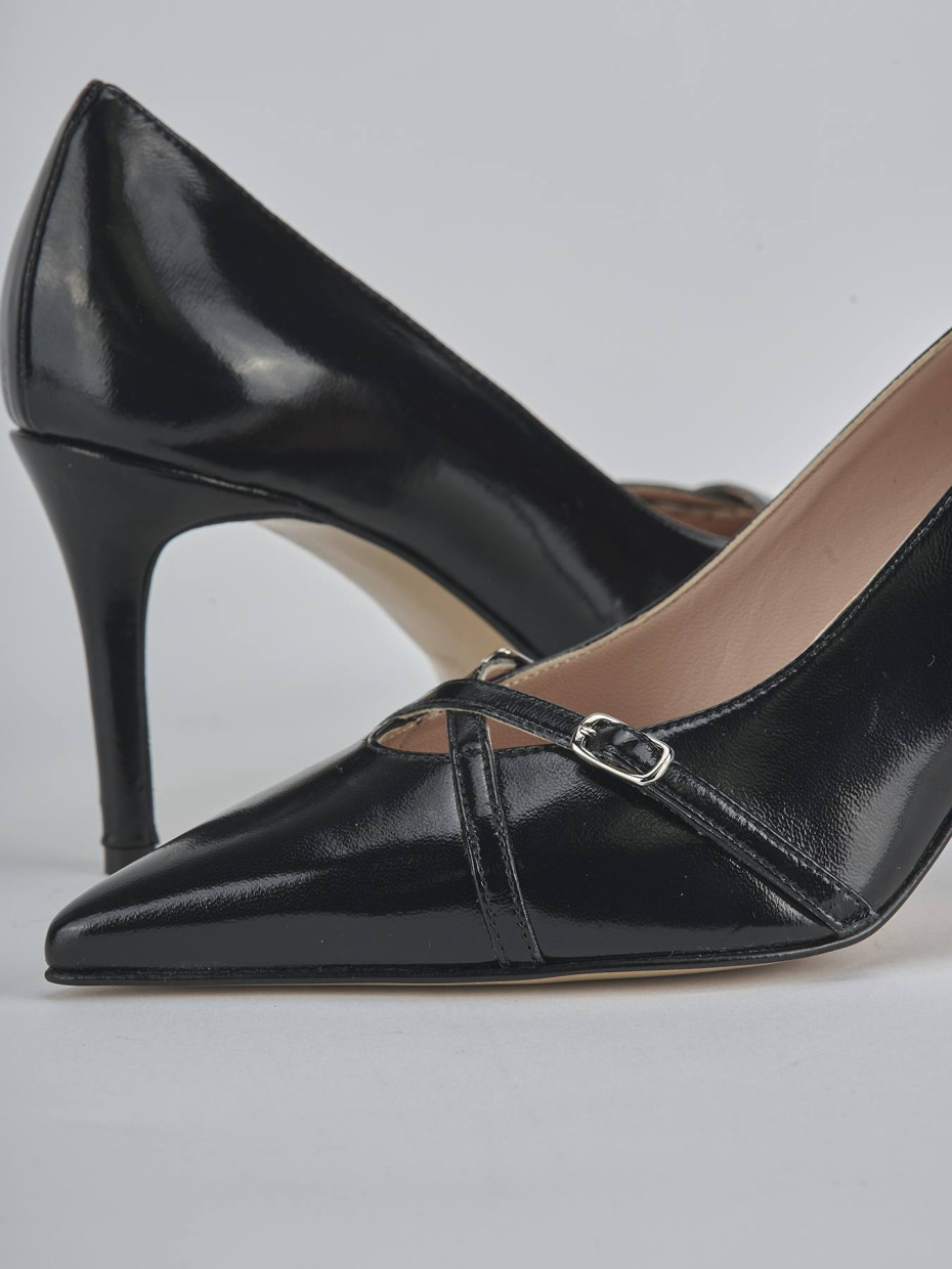 Décolleté e slingback tacco 7cm vernice nero