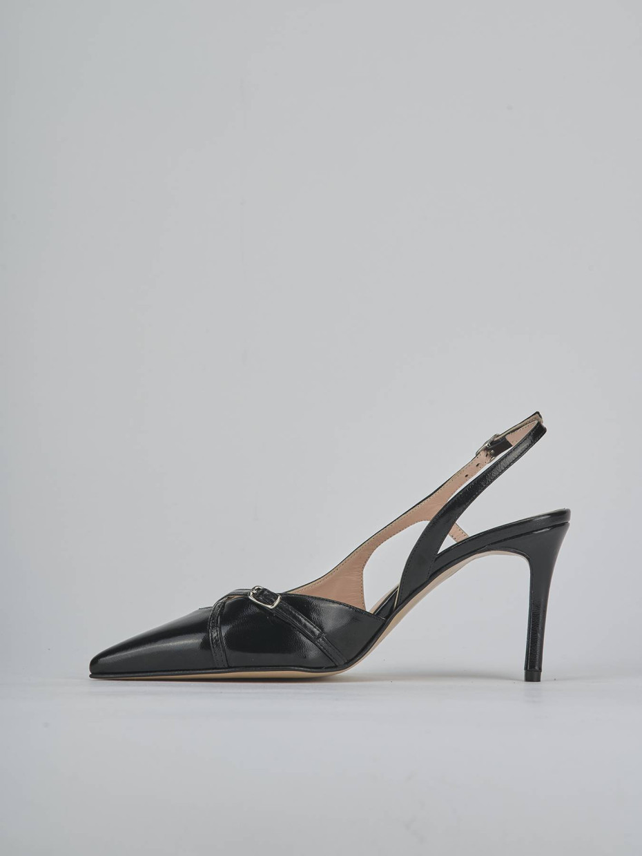 Décolleté e slingback tacco 7cm vernice nero