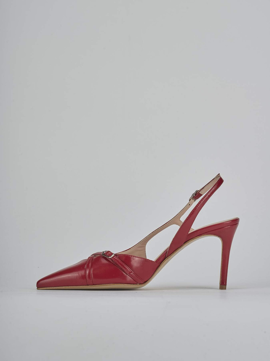 Décolleté e slingback tacco 7cm vernice rosso