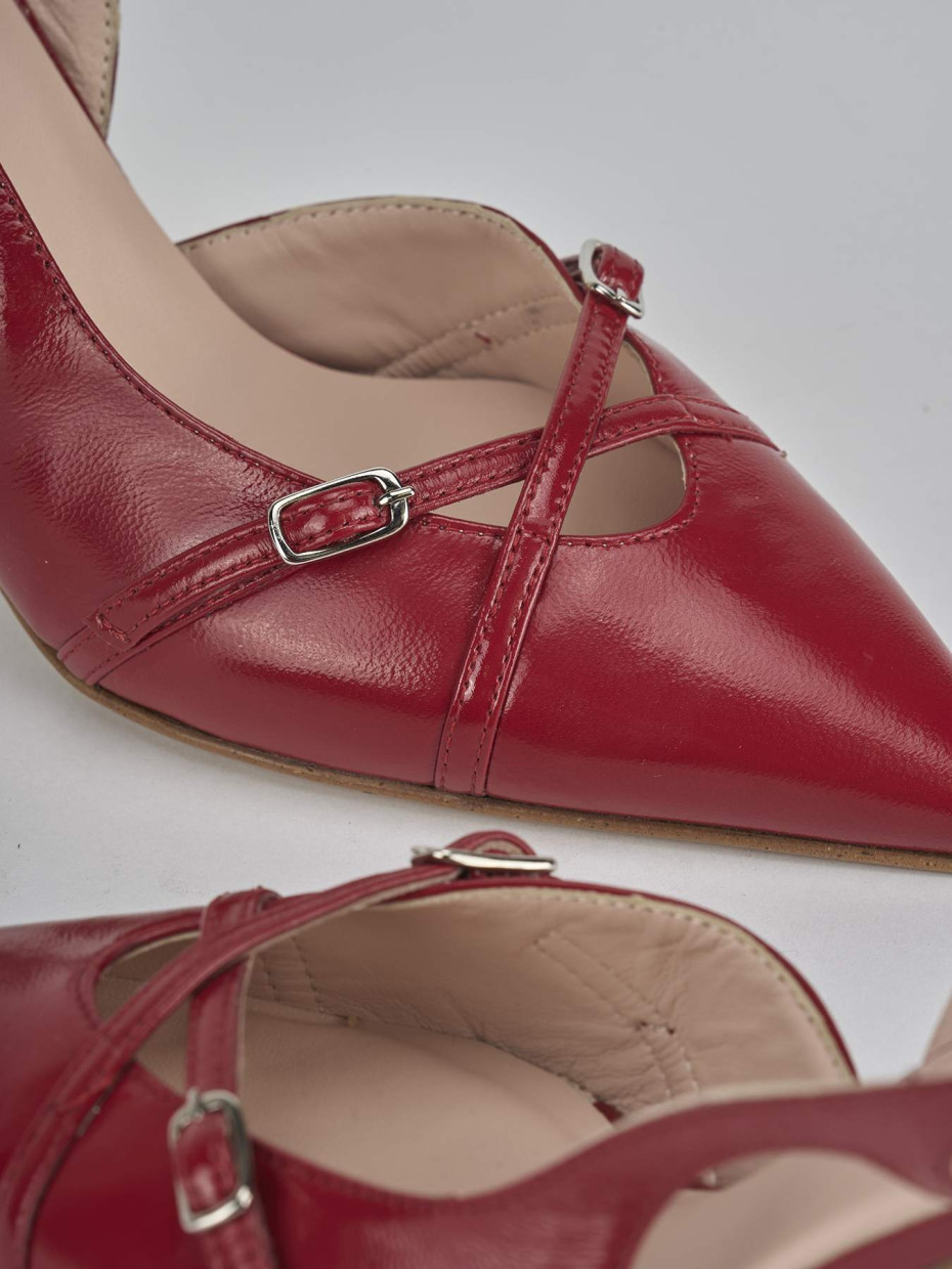Décolleté e slingback tacco 7cm vernice rosso