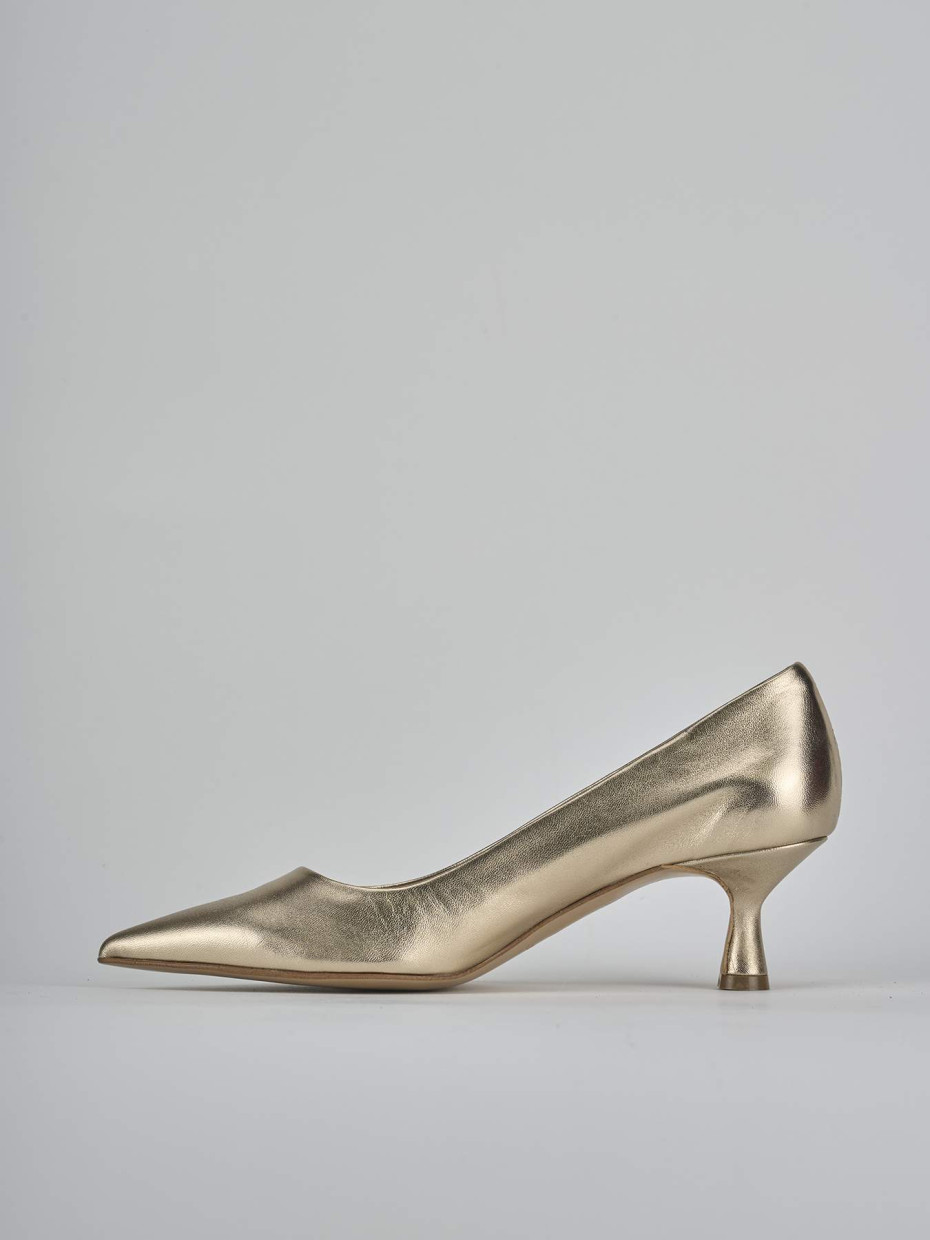 Décolleté e slingback tacco 5cm laminato oro