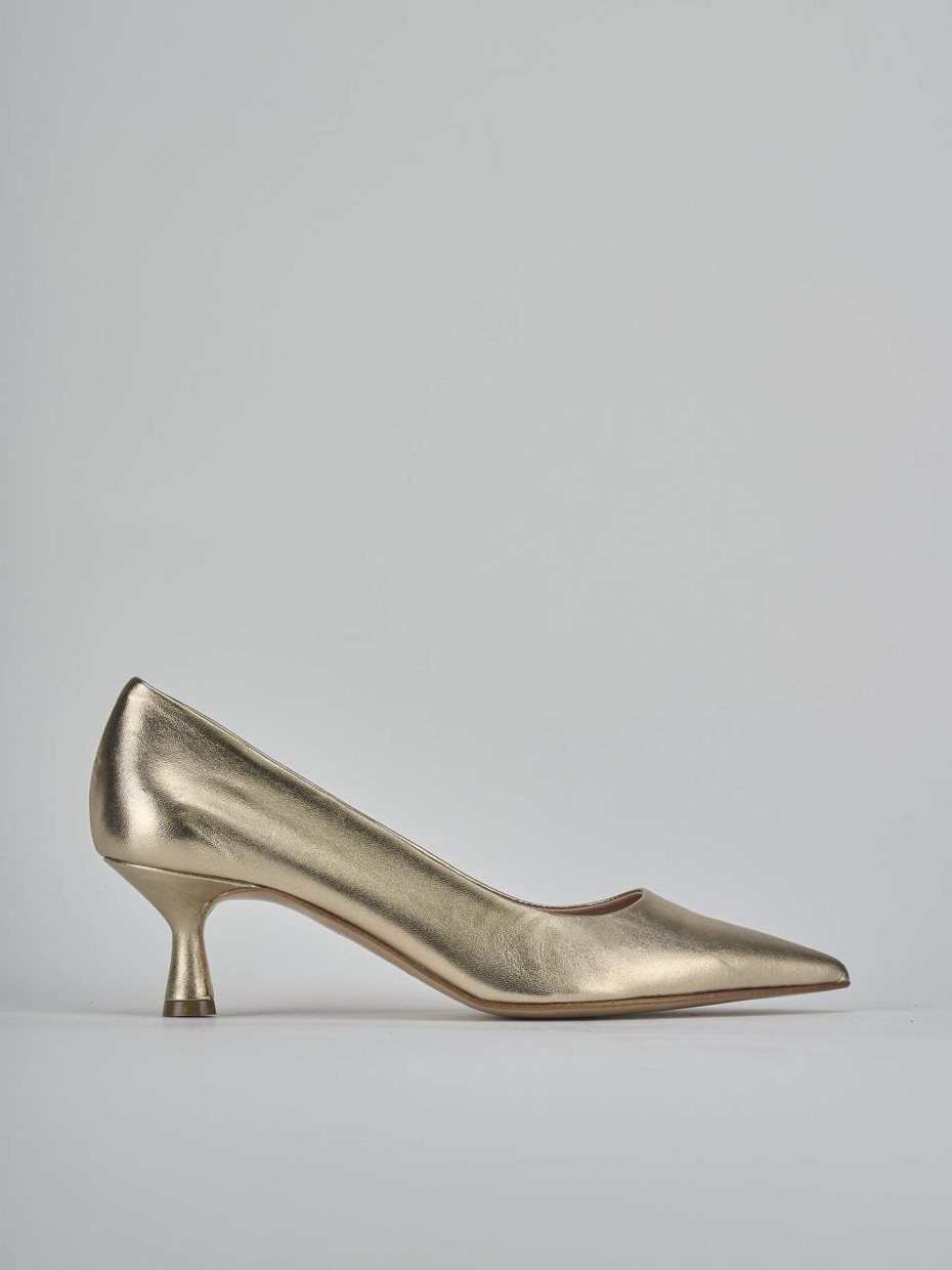 Décolleté e slingback tacco 5cm laminato oro