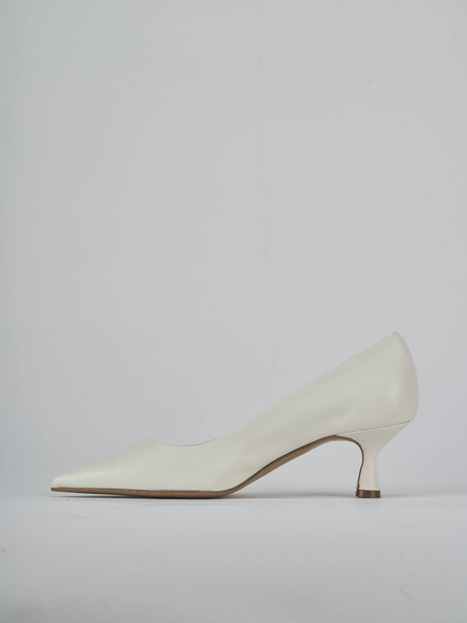 Décolleté e slingback tacco 5cm pelle bianco
