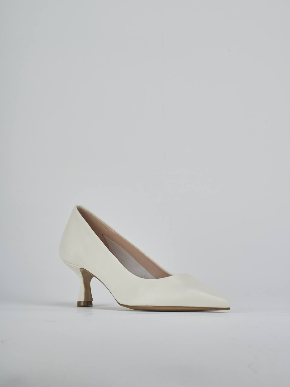 Décolleté e slingback tacco 5cm pelle bianco