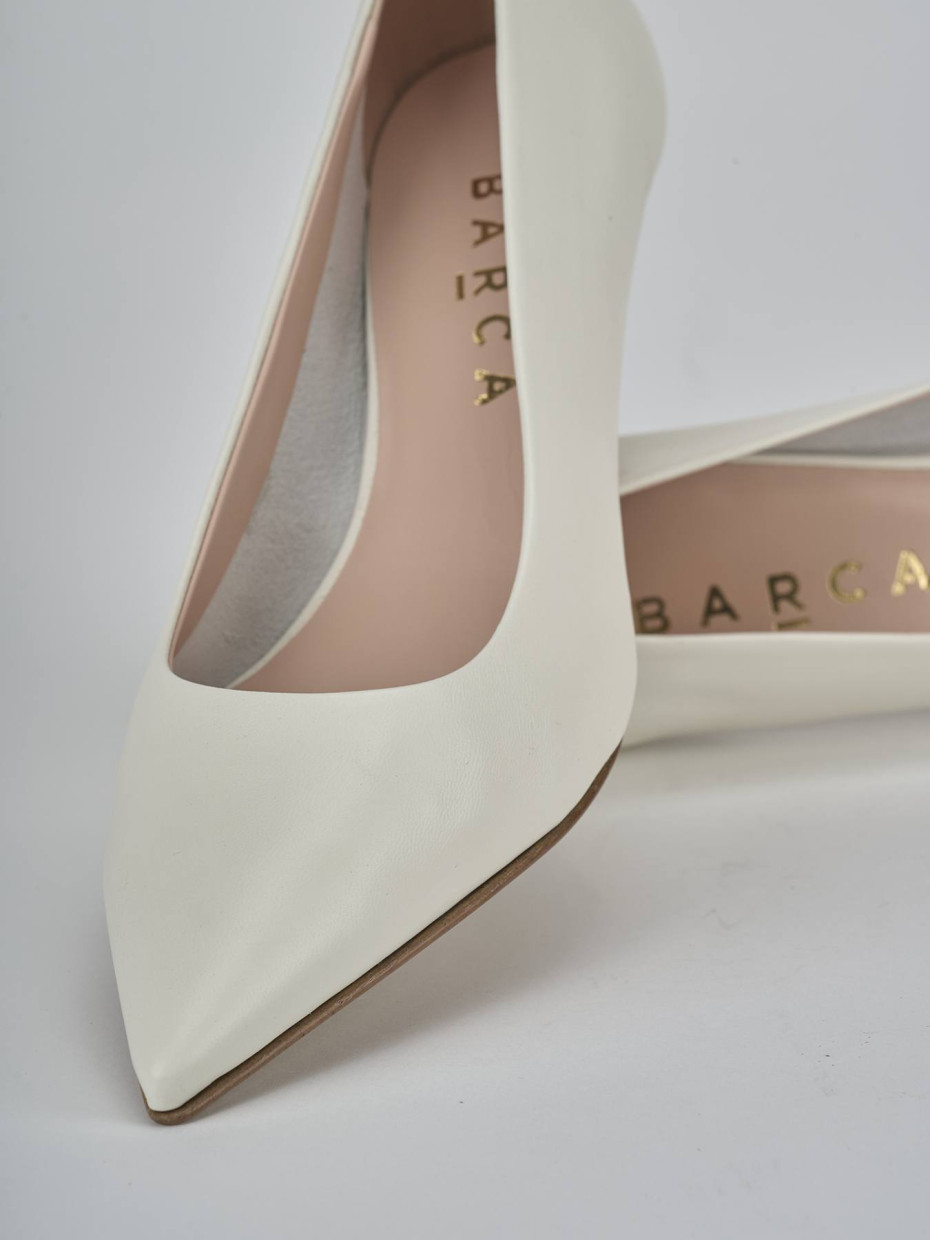 Décolleté e slingback tacco 5cm pelle bianco