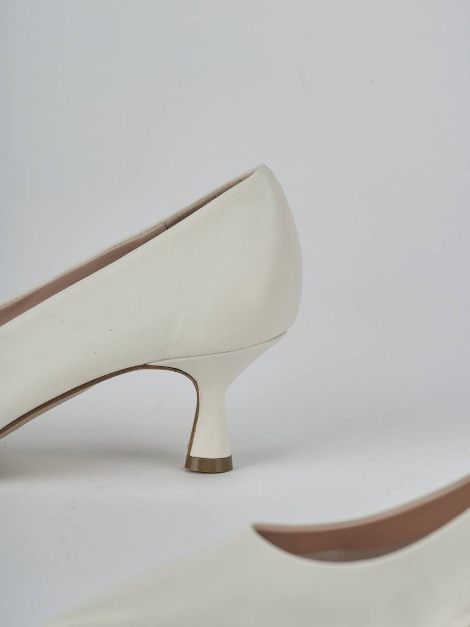 Décolleté e slingback tacco 5cm pelle bianco