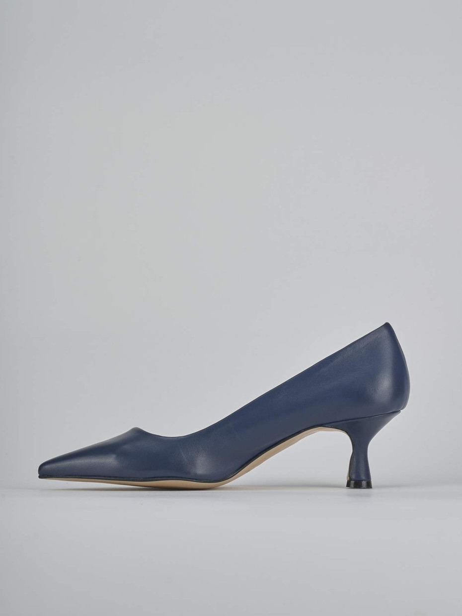 Décolleté e slingback tacco 5cm pelle blu