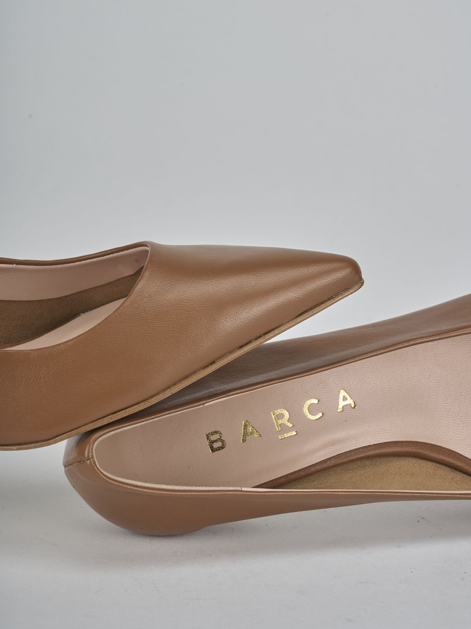 Décolleté e slingback tacco 5cm pelle marrone