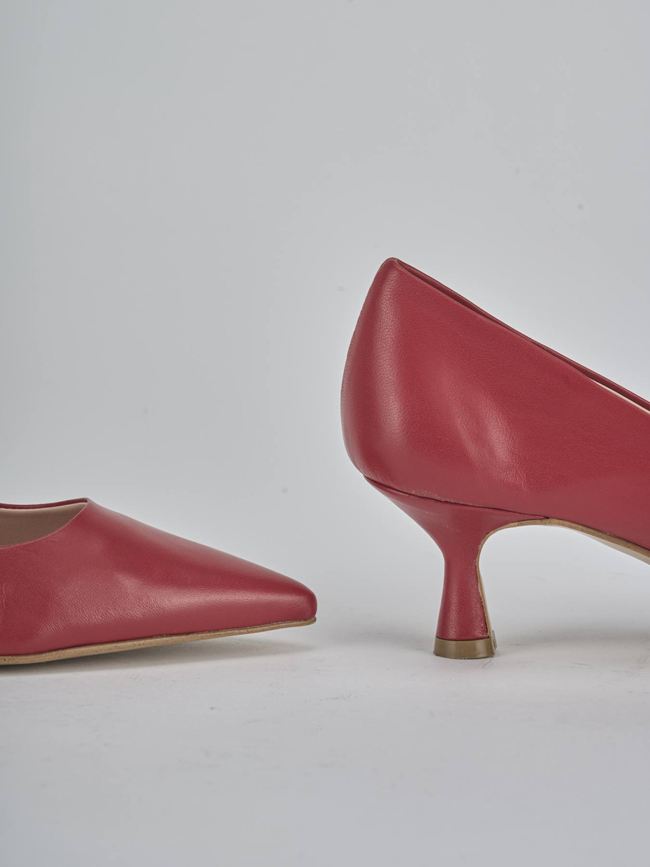 Décolleté e slingback tacco 5cm pelle rosso
