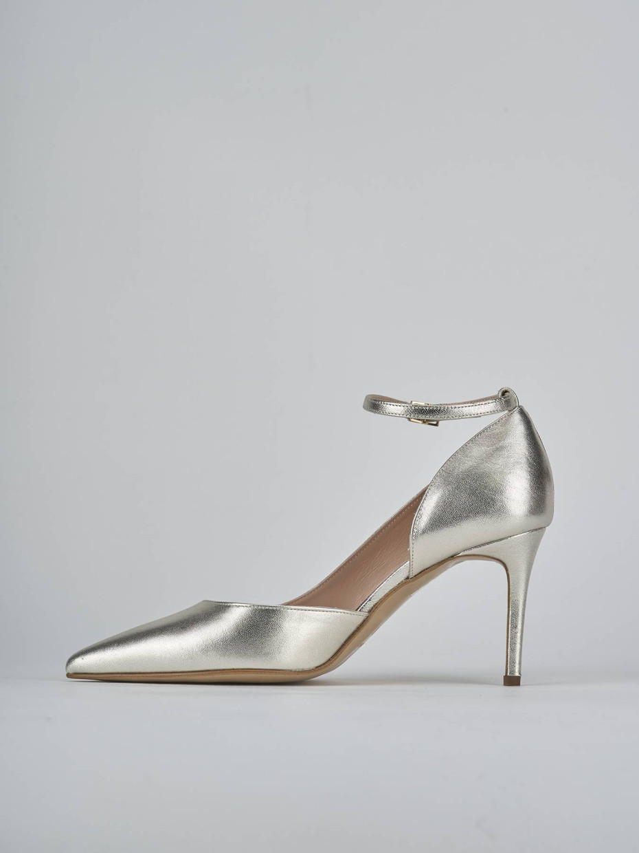 Décolleté e slingback tacco 7cm laminato oro