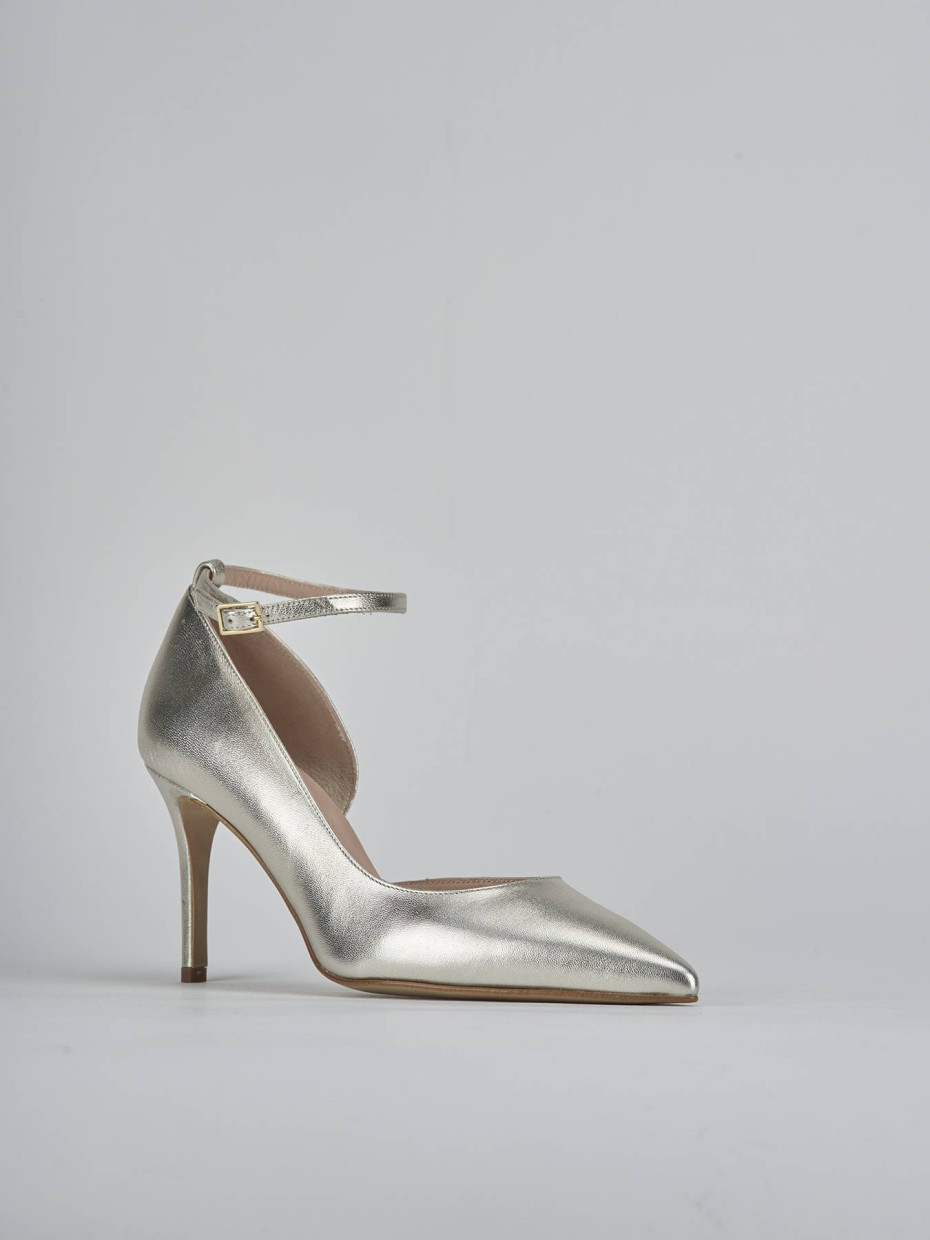 Décolleté e slingback tacco 7cm laminato oro