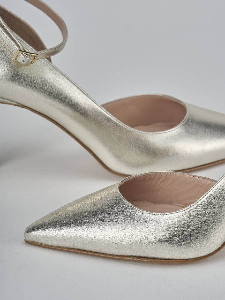 Décolleté e slingback tacco 7cm laminato oro