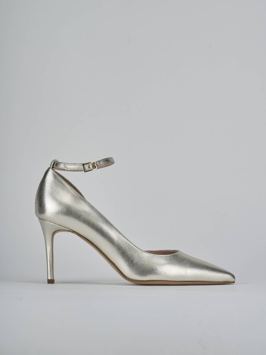 Décolleté e slingback tacco 7cm laminato oro