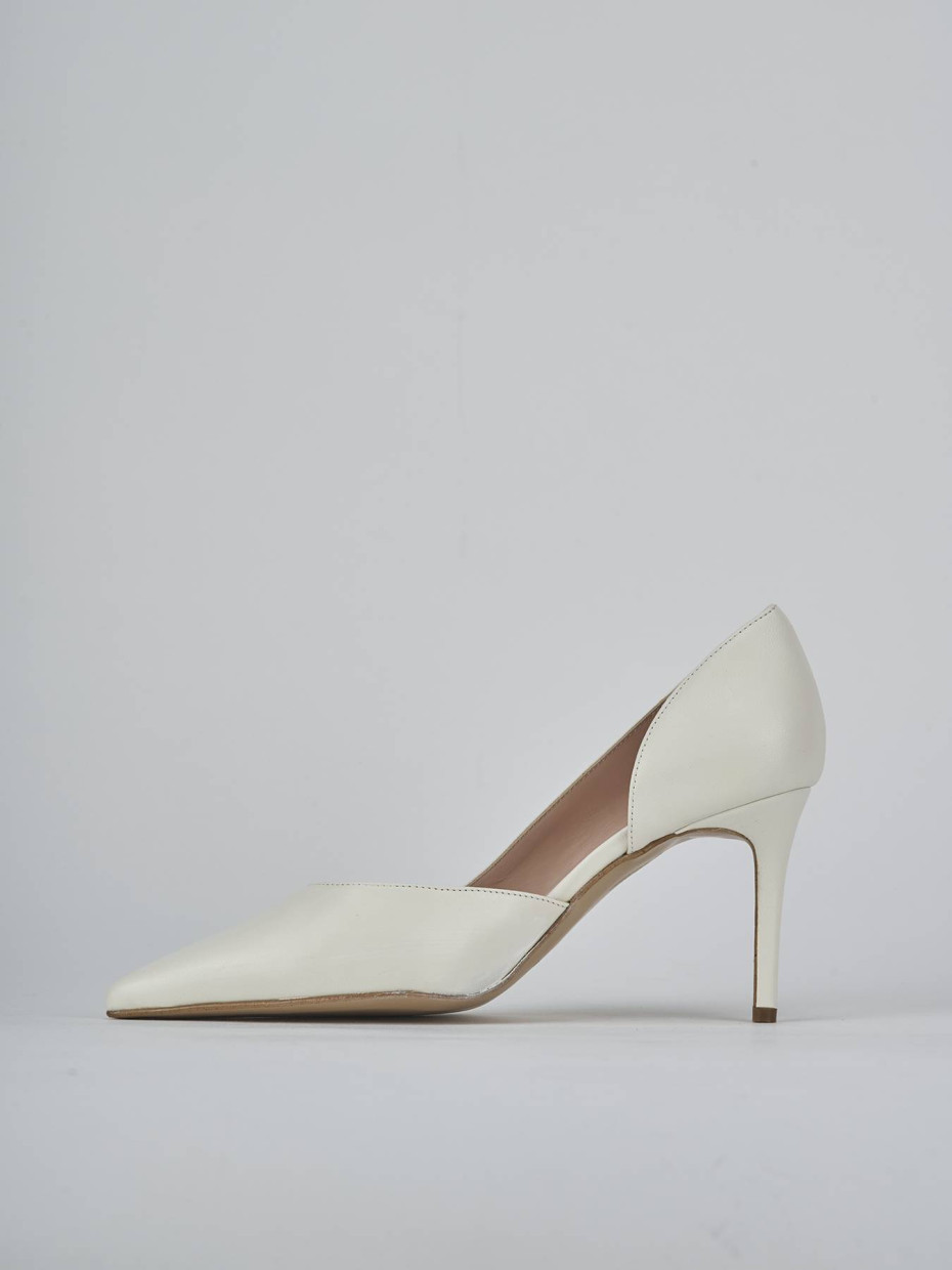 Décolleté e slingback tacco 7cm pelle bianco